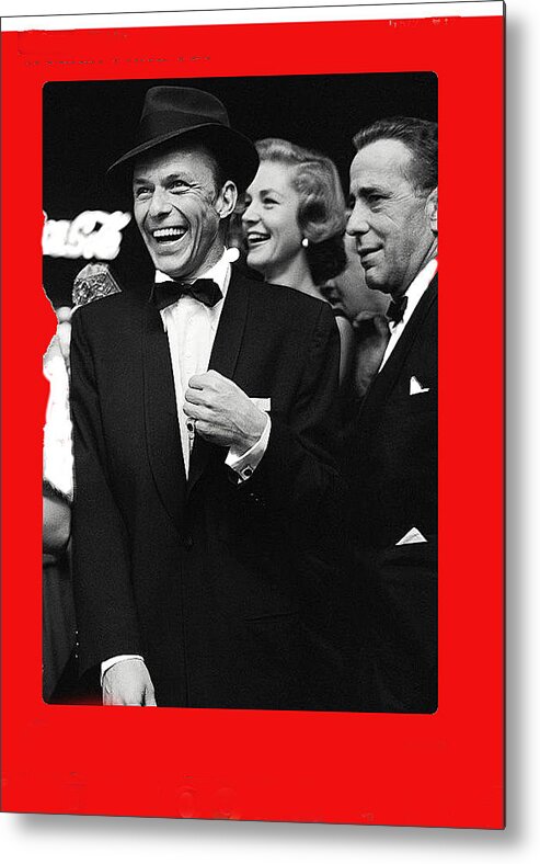 Frank Sinatra And Mr And Mrs Humphrey Bogart Circa 1953  Metal Print featuring the photograph Frank Sinatra and Mr and Mrs Humphrey Bogart circa 1953-2016  by David Lee Guss