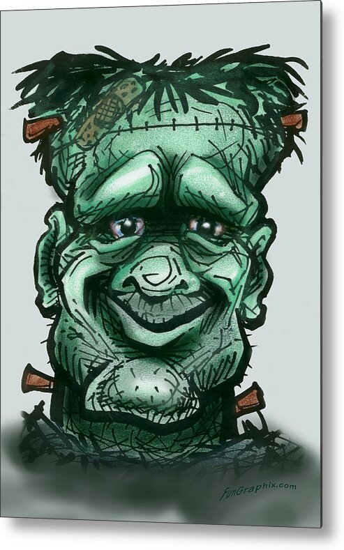 Frankenstein Metal Print featuring the greeting card Frankenstein by Kevin Middleton