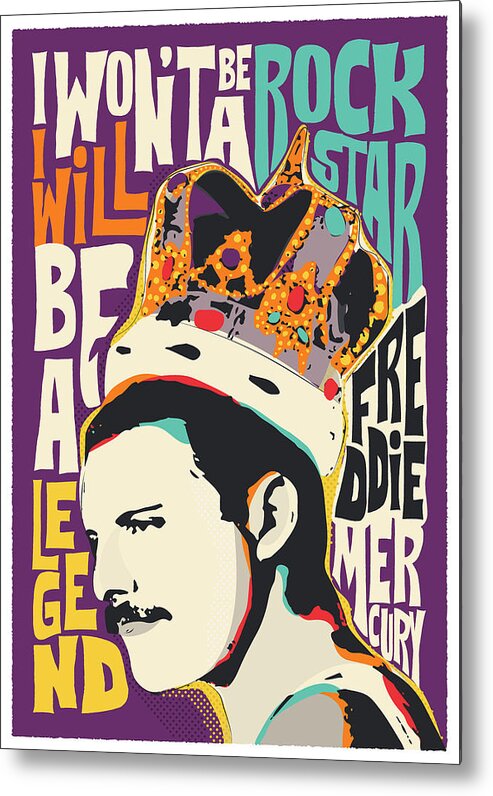 Freddie Mercury Metal Print featuring the digital art Freddie Mercury Pop Art Quote by BONB Creative