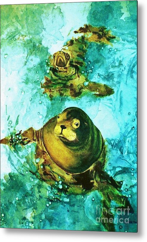 Cynthia Pride Watercolor Paintings Metal Print featuring the painting Friendly Persuasion by Cynthia Pride