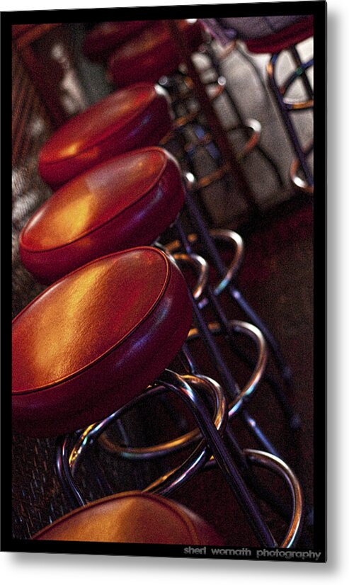 Barstool Metal Print featuring the photograph Front Row Seating by Sheri Bartoszek