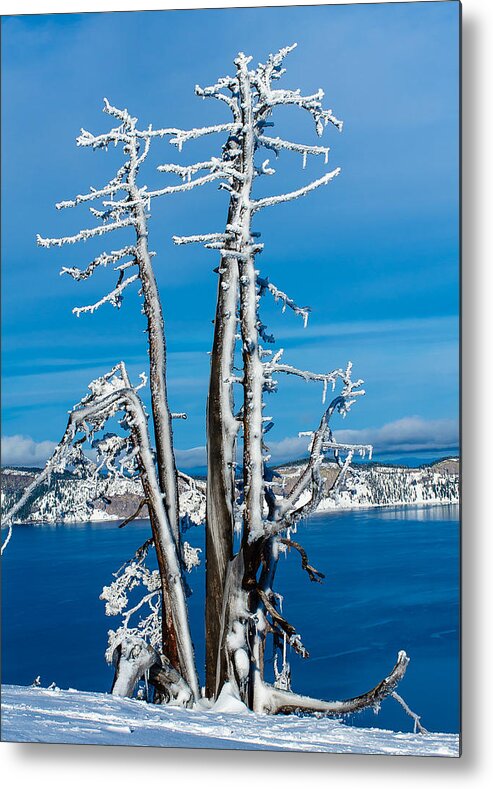 Crater Lake Metal Print featuring the photograph Frozen in time by Tom Potter