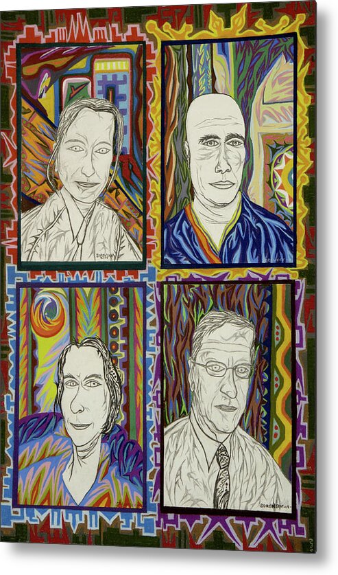 Portrait Metal Print featuring the painting Gang of Four by Robert SORENSEN
