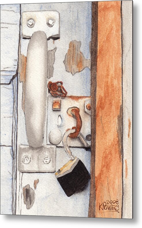 Lock Metal Print featuring the painting Garage Lock Number Three by Ken Powers