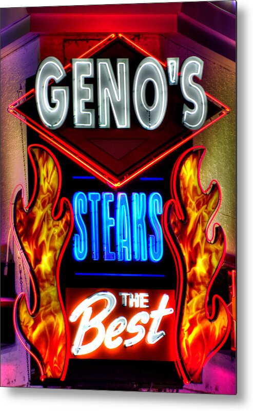 Philadelphia Metal Print featuring the photograph Geno's Steaks-3 Close - The Best - Ninth and Passyunk in South Philadelphia by Michael Mazaika