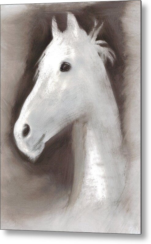 Horses Metal Print featuring the painting Ghost Horse by FeatherStone Studio Julie A Miller