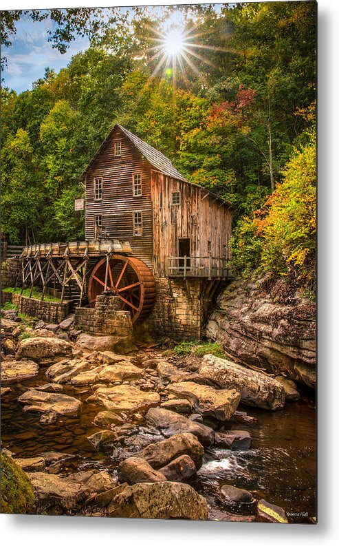 Mill Metal Print featuring the photograph Glade Creek Mill Fall by Rebecca Hiatt