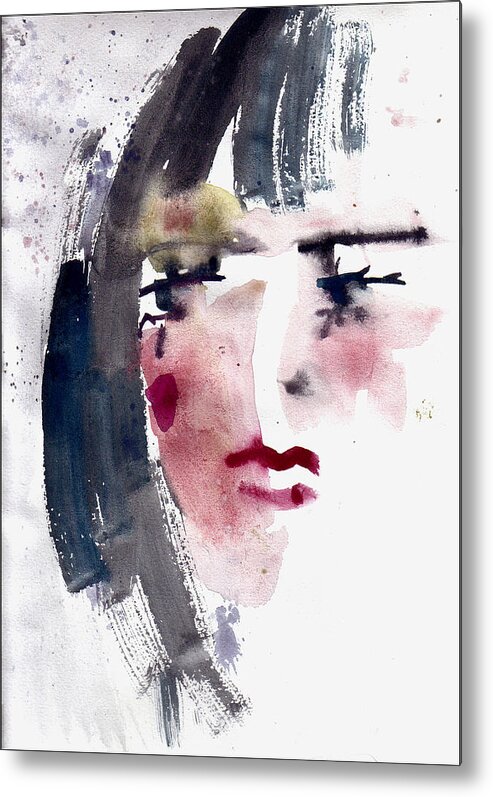 Woman Metal Print featuring the painting Gloomy Woman by Faruk Koksal