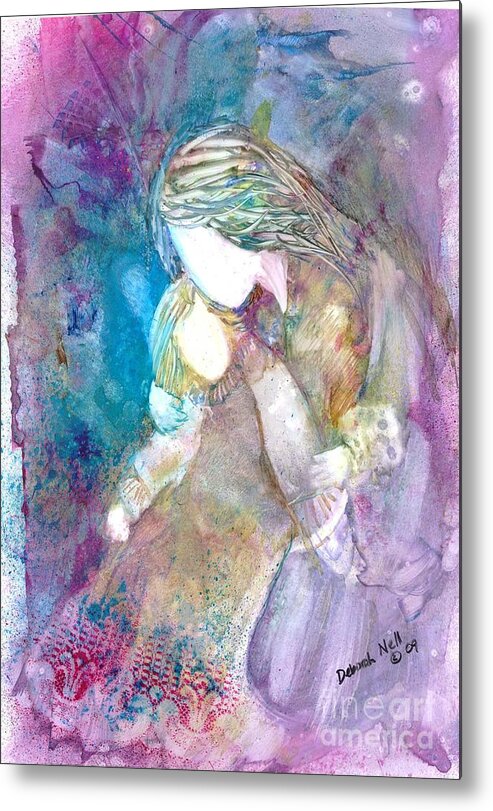 Mother And Daughter Metal Print featuring the painting Goodnight Kiss by Deborah Nell