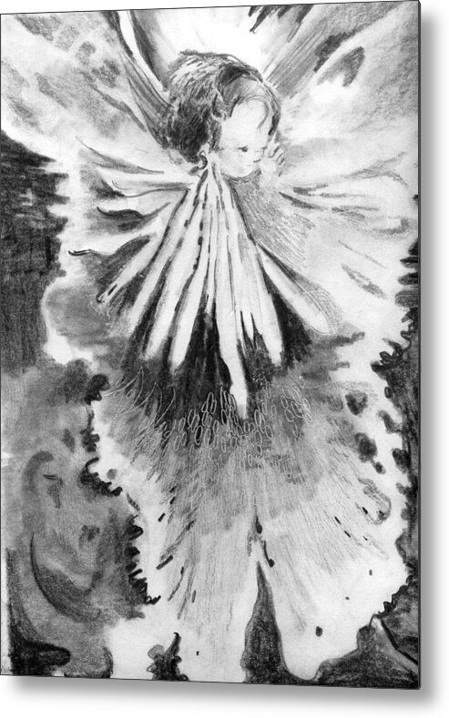 Flower Metal Print featuring the drawing Grace in an Orchid by Mindy Newman