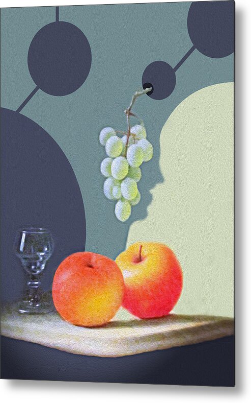 Still Life Metal Print featuring the photograph Grapes and Apples by Munir Alawi