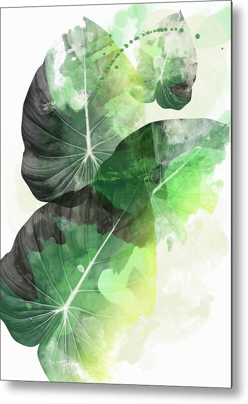 Tropical Leaves.nature Design Metal Print featuring the painting Green Tropical by Mark Ashkenazi