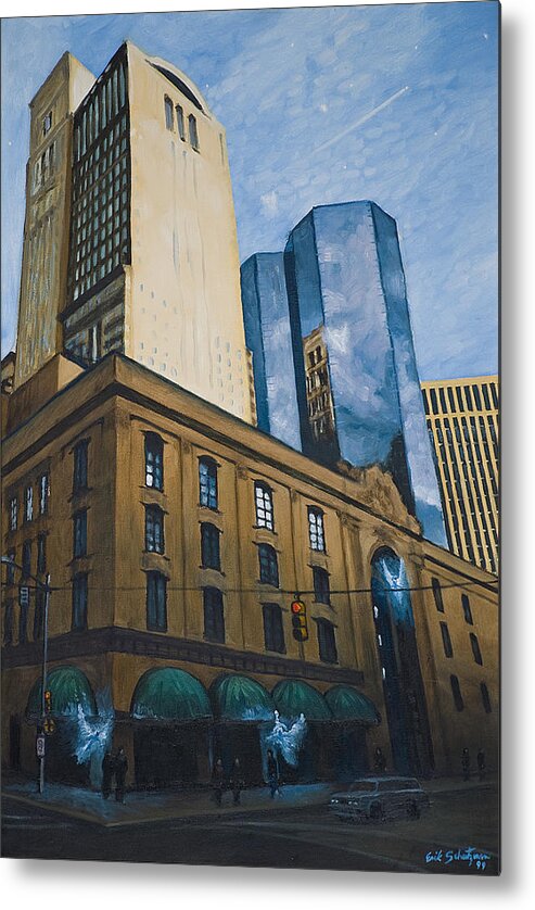 Cityscape Metal Print featuring the painting Guardian Angels by Erik Schutzman