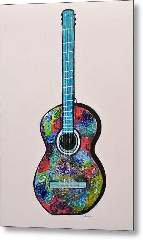 Guitar Metal Print featuring the painting Guitar Painting by Manjiri Kanvinde by Manjiri Kanvinde