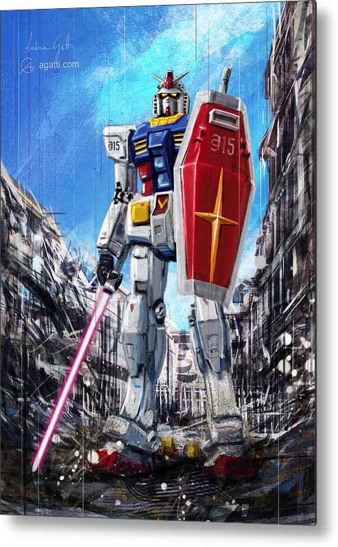 Sci-fi Metal Print featuring the digital art Gundam Lingotto Saber by Andrea Gatti