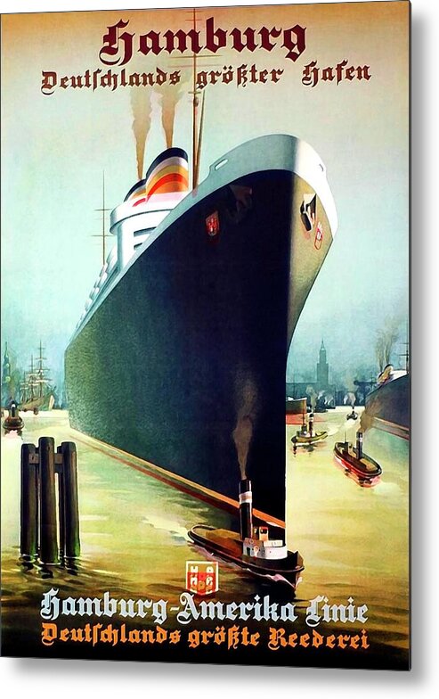 Hamburg Metal Print featuring the painting Hamburg - America cruiser by Long Shot