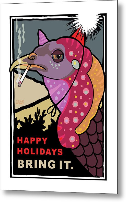 Brookline Turkeys Metal Print featuring the digital art Happy Holidays by Caroline Barnes