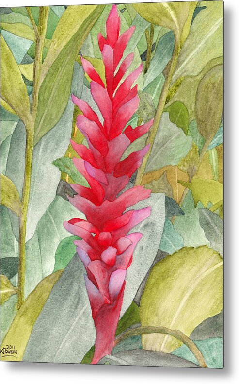Floral Metal Print featuring the painting Hawaiian Beauty by Ken Powers