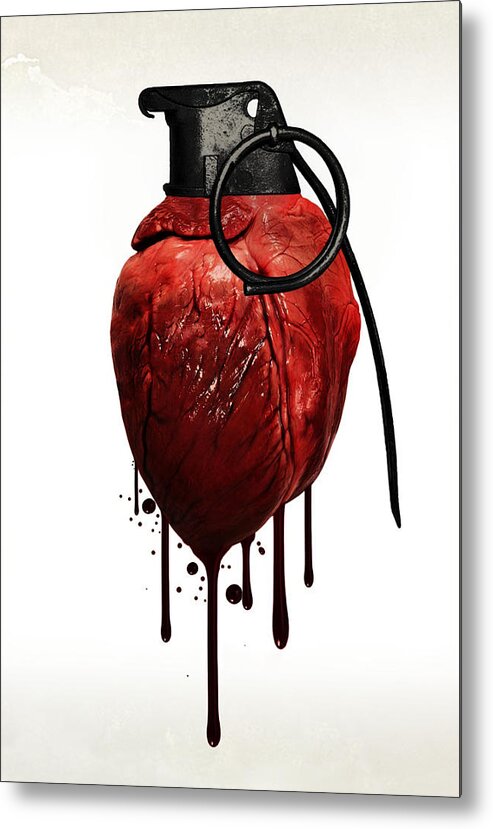 Heart Metal Print featuring the mixed media Heart Grenade by Nicklas Gustafsson