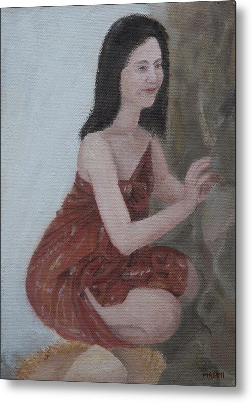 Portrait Metal Print featuring the painting Hide And Seek by Masami Iida