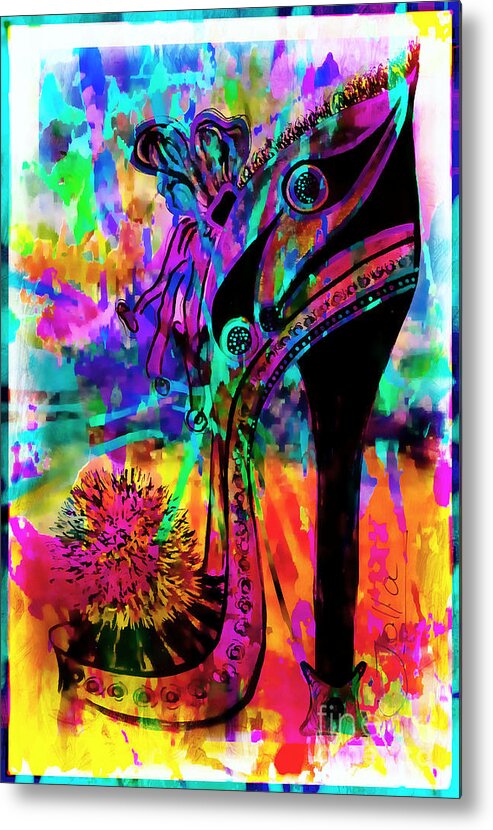 Shoe Metal Print featuring the mixed media High Heel Heaven Abstract by Jolanta Anna Karolska