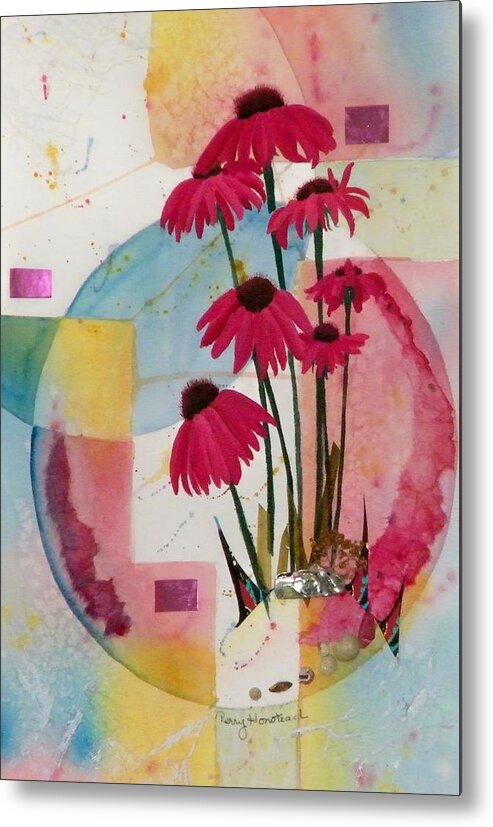 Floral Metal Print featuring the painting Hill of Flowers by Terry Honstead