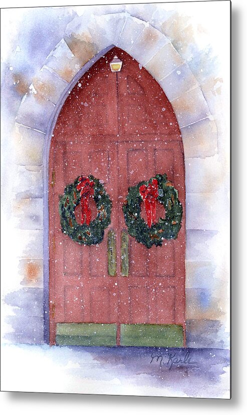 Christmas Metal Print featuring the painting Holiday Chapel by Marsha Karle