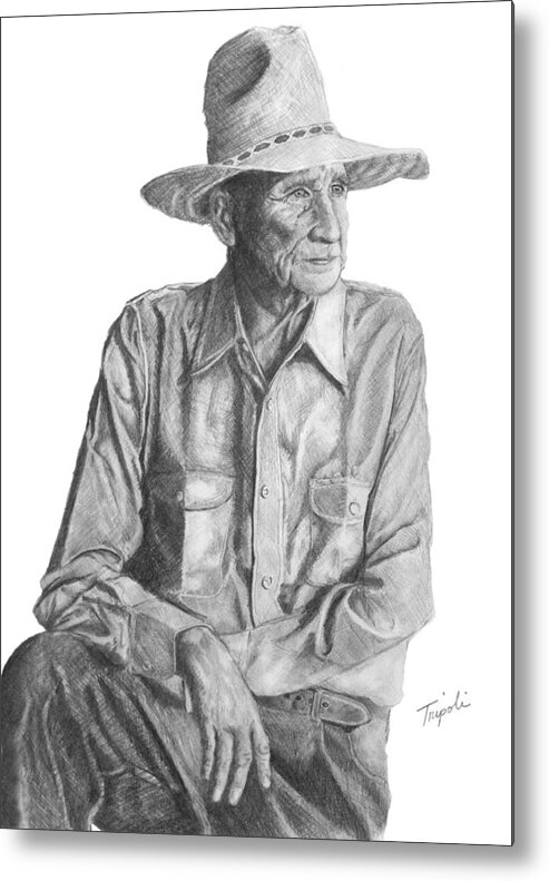 Pencil Metal Print featuring the drawing Homesteader by Lawrence Tripoli