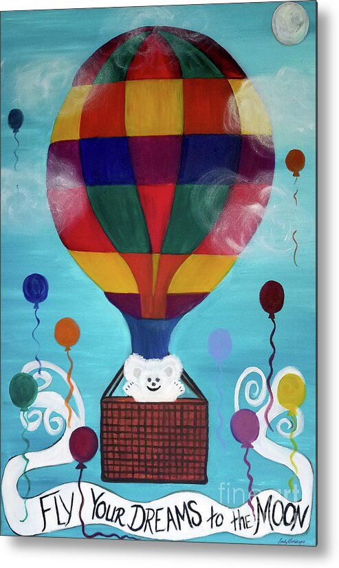 Hot Air Balloon Metal Print featuring the painting Hot Bear Balloon by Artist Linda Marie