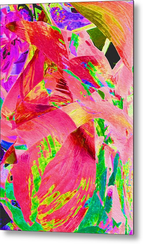  Leaves Metal Print featuring the photograph Hot Pink Leaf Abstract by Stephanie Grant