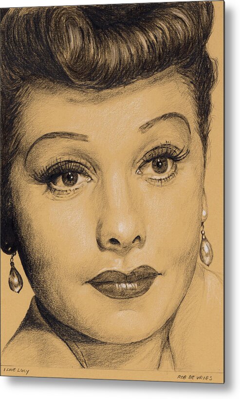 Celebrity Metal Print featuring the drawing I love Lucy by Rob De Vries