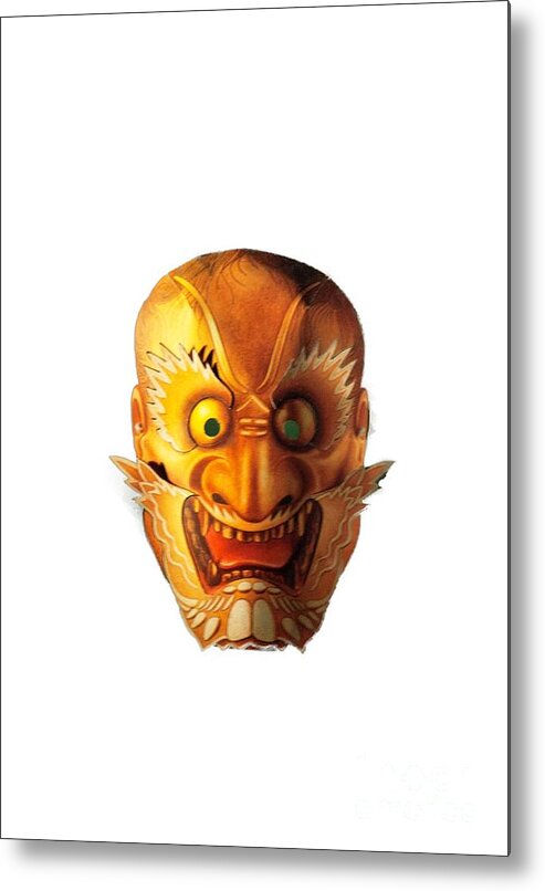 Foreign Metal Print featuring the photograph Japanese Mask Cutout by Linda Phelps