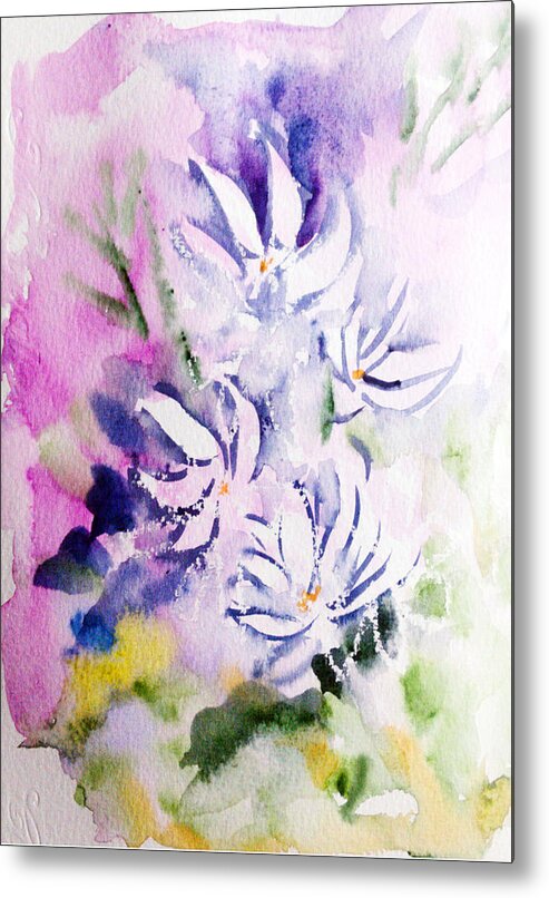 Floral Metal Print featuring the painting Jasmines by Asha Sudhaker Shenoy