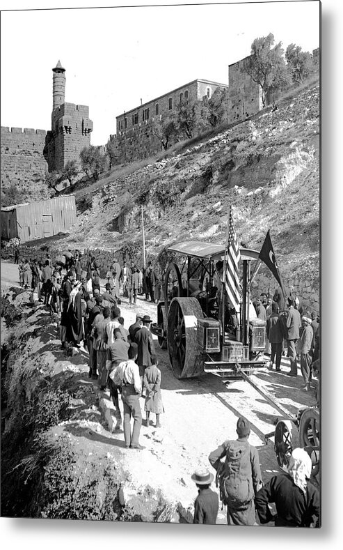 Streamroller Metal Print featuring the photograph Jerusalem Streamroller 1911 by Munir Alawi