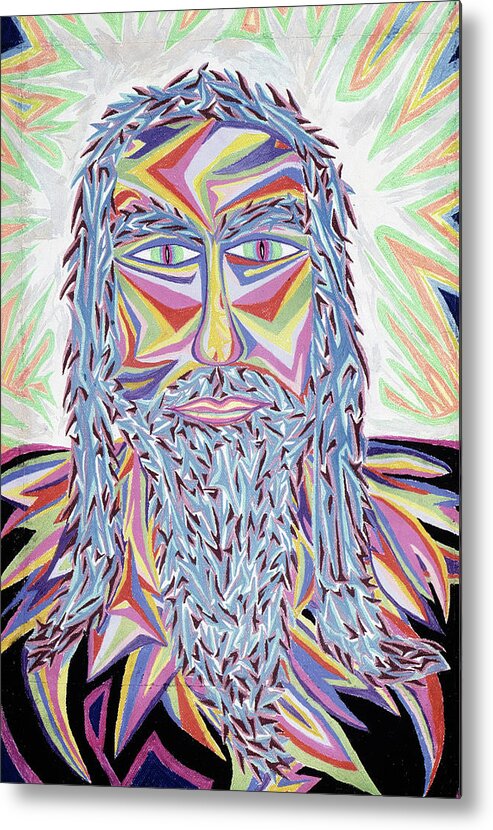 Spiritual Metal Print featuring the painting Jesus Year 2000 Detail A by Robert SORENSEN