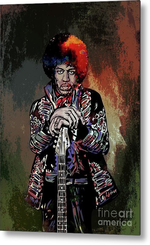 Hendrix Metal Print featuring the painting Jimi by Andrzej Szczerski