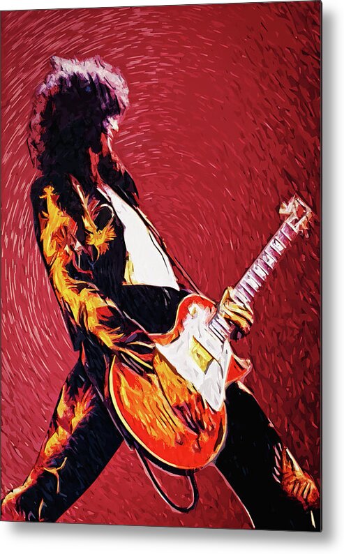 Led Zeppelin Metal Print featuring the digital art Jimmy Page by Zapista OU