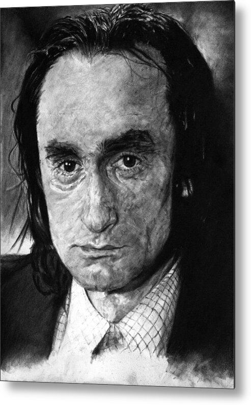 Portrait Man Men Charcoal Art Life Godfather Deer Hunter Dog Day Afternoon Gray Grey Tone John Actor Metal Print featuring the drawing John Cazale by Priscilla Vogelbacher