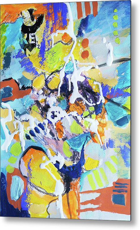 Abstract Metal Print featuring the painting Just Another Day by Florentina Maria Popescu