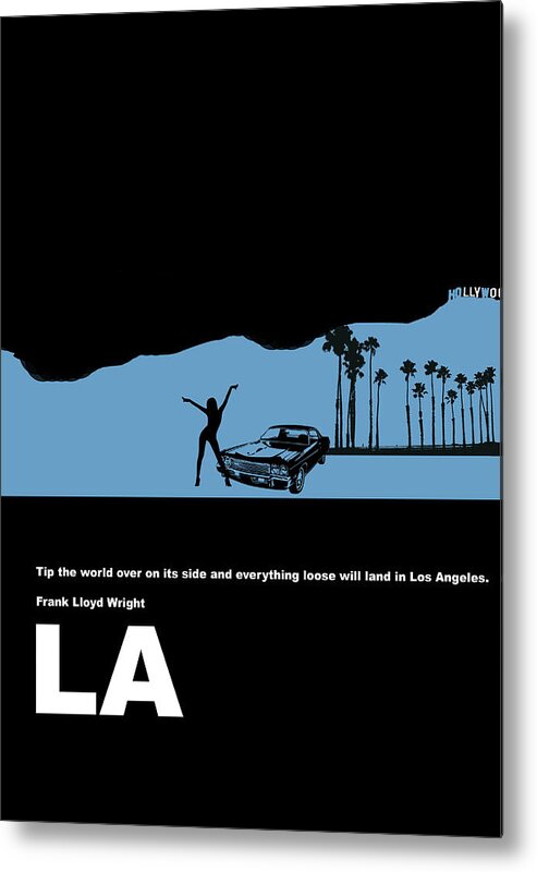 Los Angeles Metal Print featuring the digital art LA Night Poster by Naxart Studio