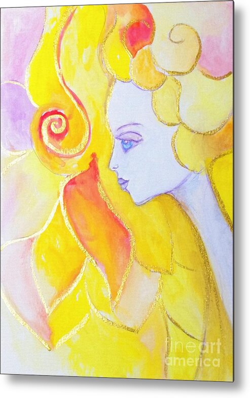 Art Nouveau Metal Print featuring the painting Lady Autumn by Garden Of Delights