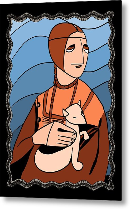 Lady Metal Print featuring the digital art Lady with an Ermine by Piotr by Piotr Dulski