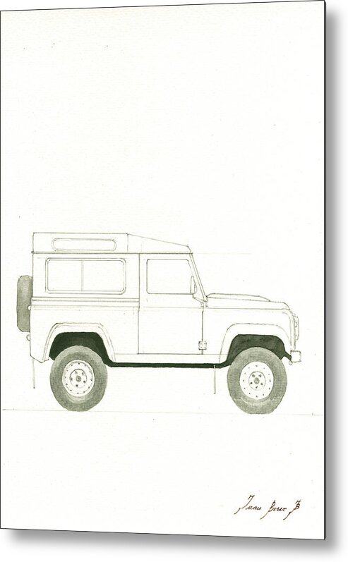 Land Rover Defender Metal Print featuring the painting Land Rover defender by Juan Bosco