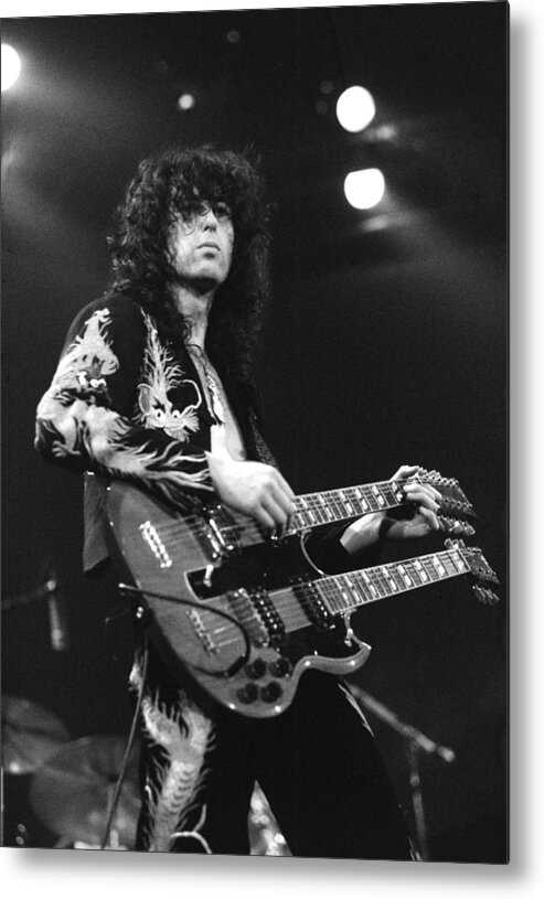 Led Zeppelin Metal Print featuring the photograph Led Zeppelin Jimmy Page 1975 by Chris Walter