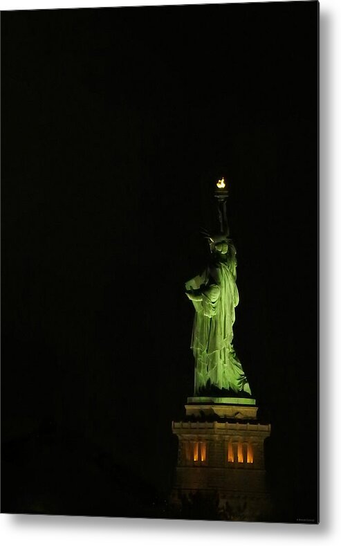 Liberty By Night Metal Print featuring the photograph Liberty by Night by Dark Whimsy