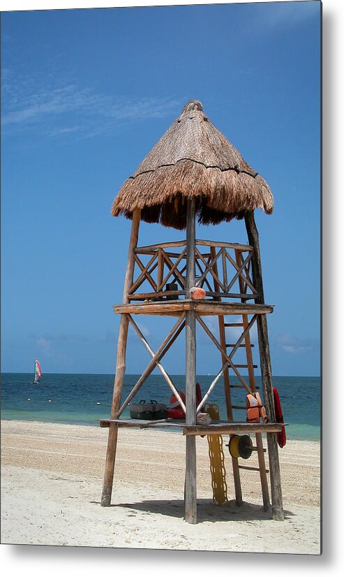 Beach Metal Print featuring the photograph Lifeguard Chair - Riviera Maya Mexico by Frank Mari