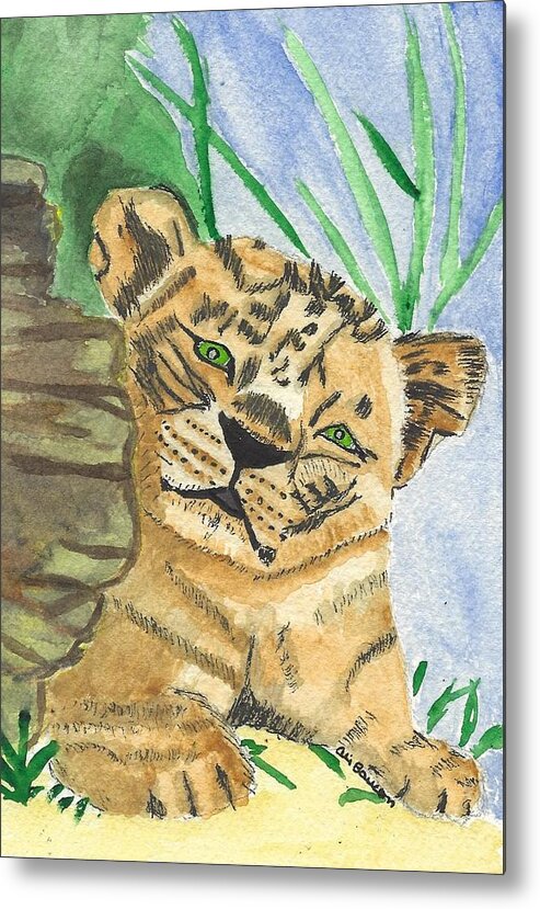 Lion Metal Print featuring the painting Linus by Ali Baucom