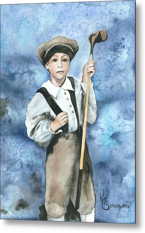 Golfing Metal Print featuring the painting Little Caddy by Kim Whitton