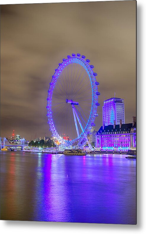 England Metal Print featuring the photograph London Cityscape at Night 5x7 by Leah Palmer