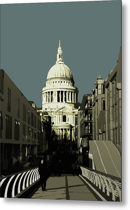 Wheel Metal Print featuring the painting London - Saint Pauls - Soft Blue Greys by BFA Prints